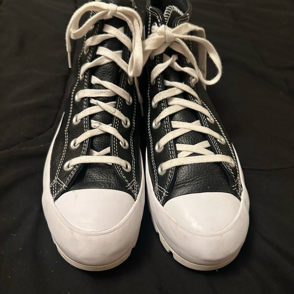 Women’s Converse All-Star Black and White Leather HighTop Sneakers